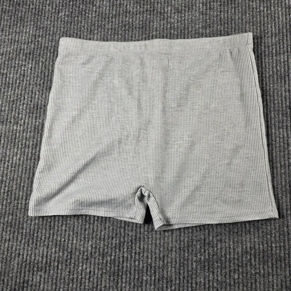Jolie & Joy Heather Gray Ribbed Knit Lounge Shorts Womens Large Elastic Waist